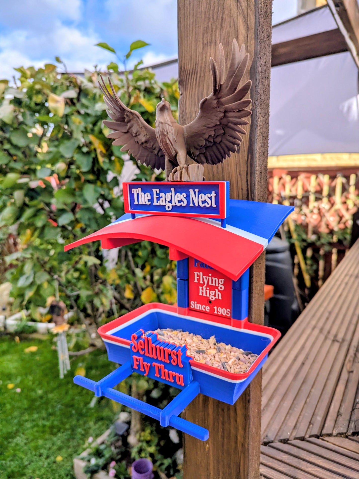 Crystal Palace Bird Feeder, The Eagles Nest, Selhurst feeding station . Garden seed table, Gift for Palace football club Fans