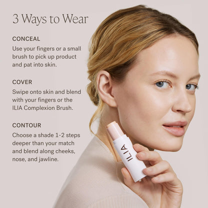 ILIA Skin Rewind Complexion Stick – Foundation + Concealer + Skincare (9N Tupelo, 0.35 oz)