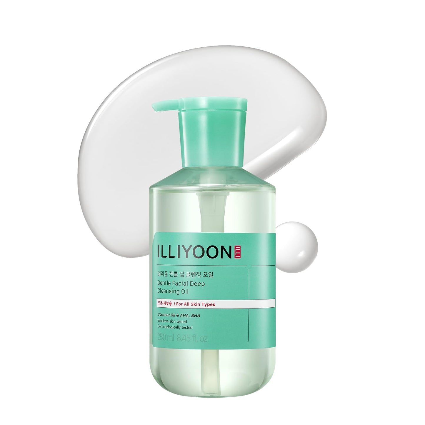 Illiyoon Gentle Deep Cleansing Oil | Lightweight Coconut Oil Cleanser with AHA/BHA – Fragrance-Free, Vegan, 8.45 fl oz