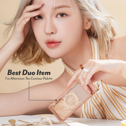 I'M MEME Blusher Palette - Afternoon Tea Blossom Tea | Soft Pink, Peach, Lavender | 3-Shade Matte Blush for All Skin Tones | 0.4 oz