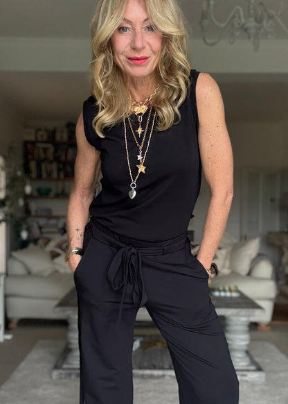 GODDESS wide leg trousers, black