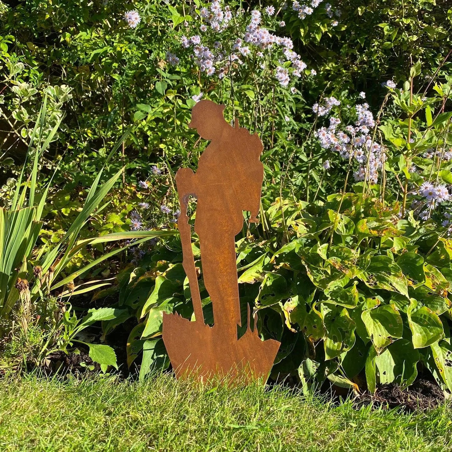 Small Rusty Metal Lest We Forget Soldier Statue