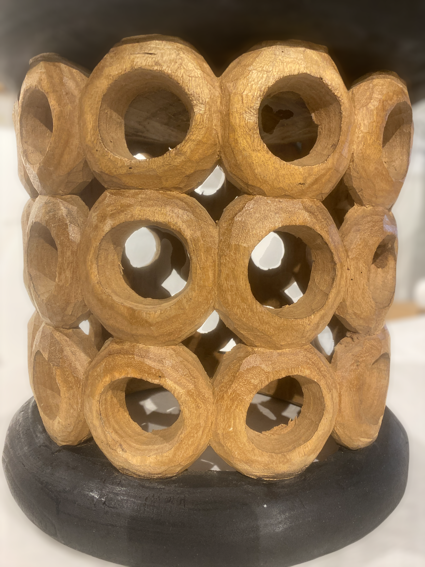 Bamileke Stool / Table - 40cm - Natural & Black