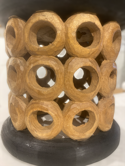 Bamileke Stool / Table - 40cm - Natural & Black