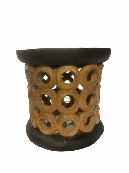 Bamileke Stool / Table - 40cm - Natural & Black