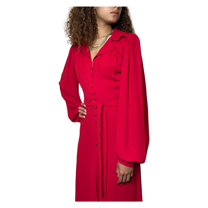 Vintage 1970'S Original Red Ossie Clark For Radley Dress Uk 10 - 12