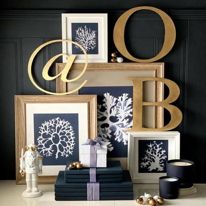 Distressed Gold 5" or 12" Classic Metal Letters, A-Z, 0-9