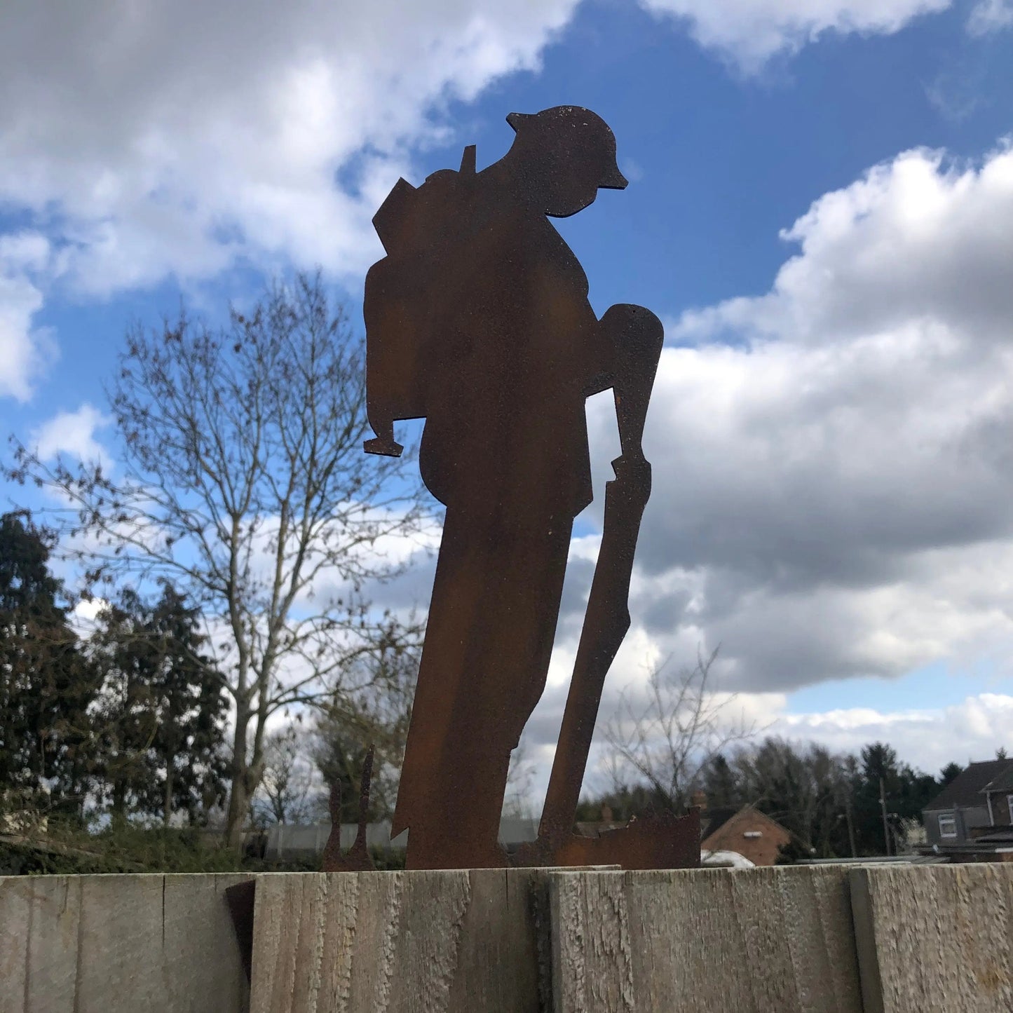 Small Rusty Metal Lest We Forget Soldier Statue
