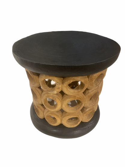 Bamileke Stool / Table - 40cm - Natural & Black