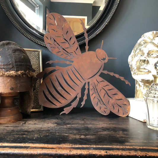 Large Rusty Metal Bee Garden Decoration