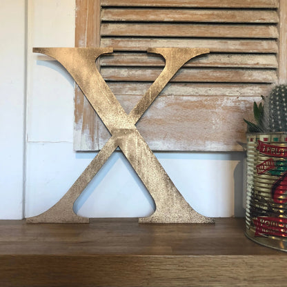 Distressed Gold 5" or 12" Classic Metal Letters, A-Z, 0-9