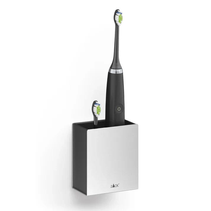 Zack Potes Premium Brushed Stainless Steel Toothbrush Holder - Wall-Mounted Electric Brush Organiser