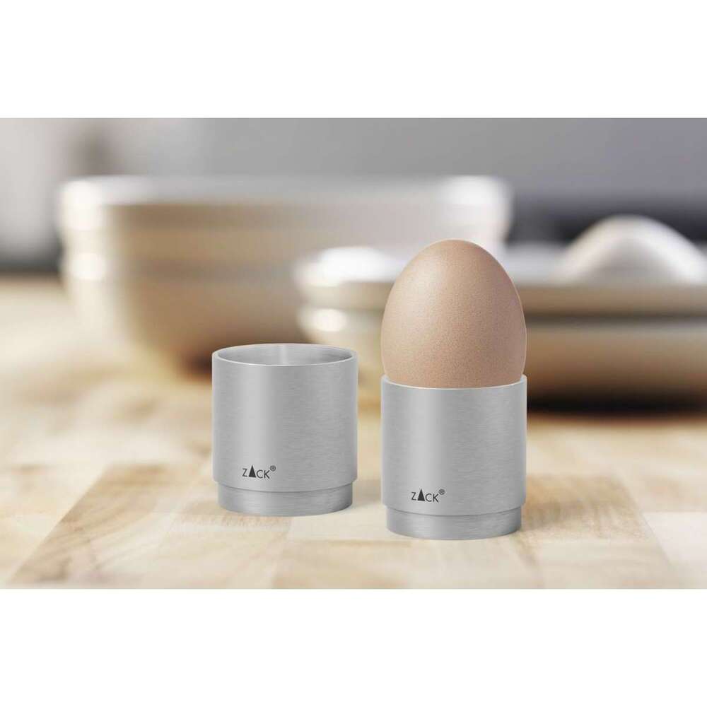 Zack Salo Premium Brushed Stainless Steel Egg Cup Set (2 Pieces) - Award-Winning German Design