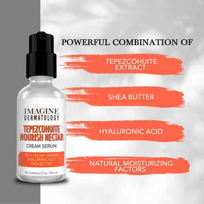 Imagine Dermatology Tepezcohuite Nourish Nectar Serum – Unscented Hyaluronic Cream + Shea Butter, Made in USA