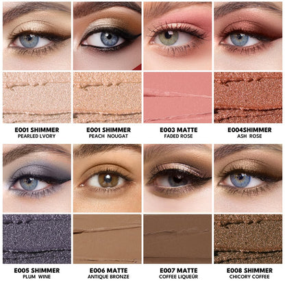 imakeupnow 8PCS Neutral Eyeshadow Stick Set – Metallic Shimmer & Matte Cream Eye Shadow in Neutral Brown