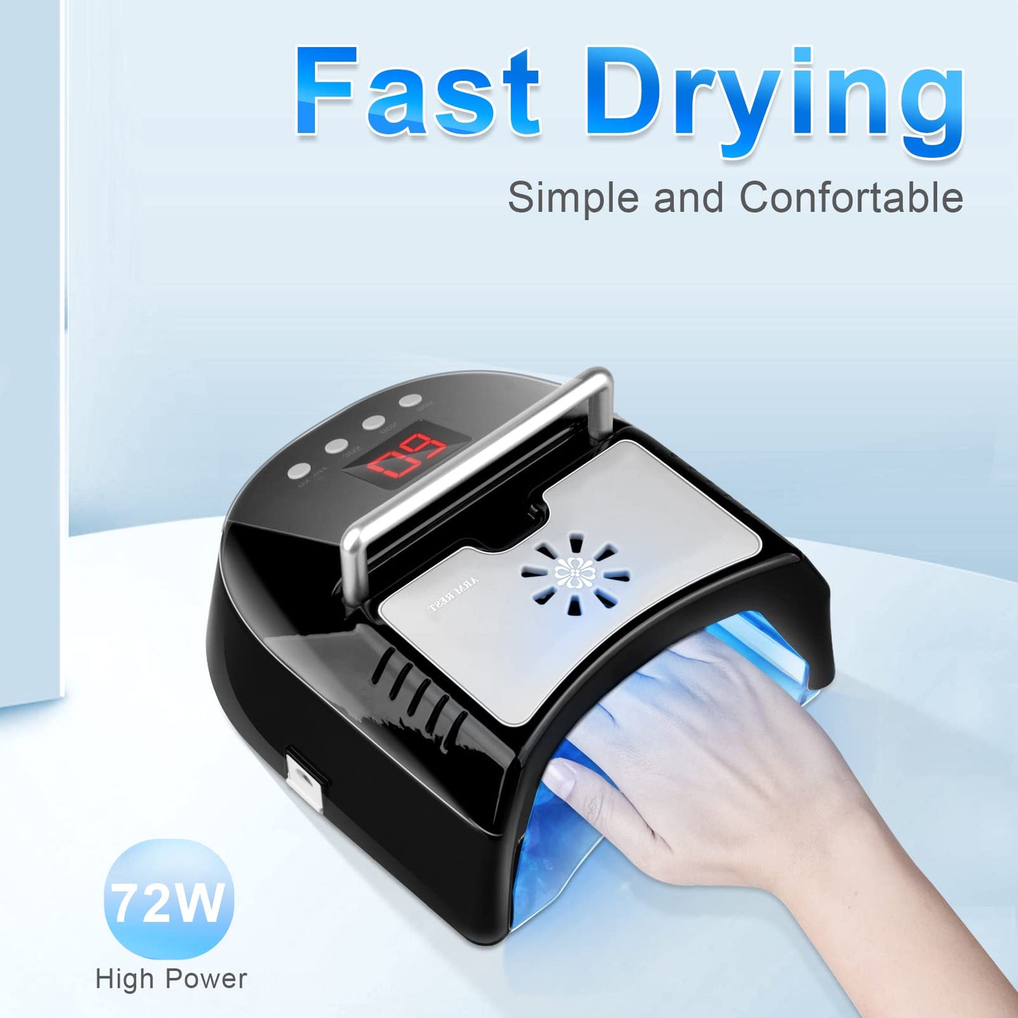 IMENE 72W Professional UV LED Nail Lamp – Cordless Rechargeable Nail Dryer with Fan (Black)