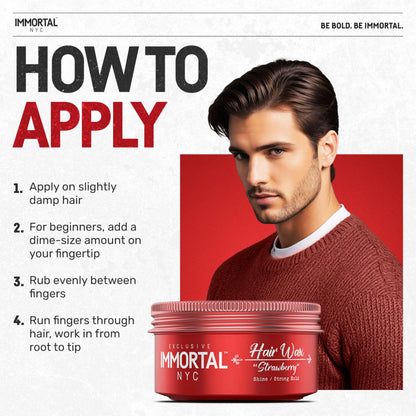 Immortal NYC Strawberry Hair Wax — 8/9 Hold, Maximum Shine | Water-Based, No Residue