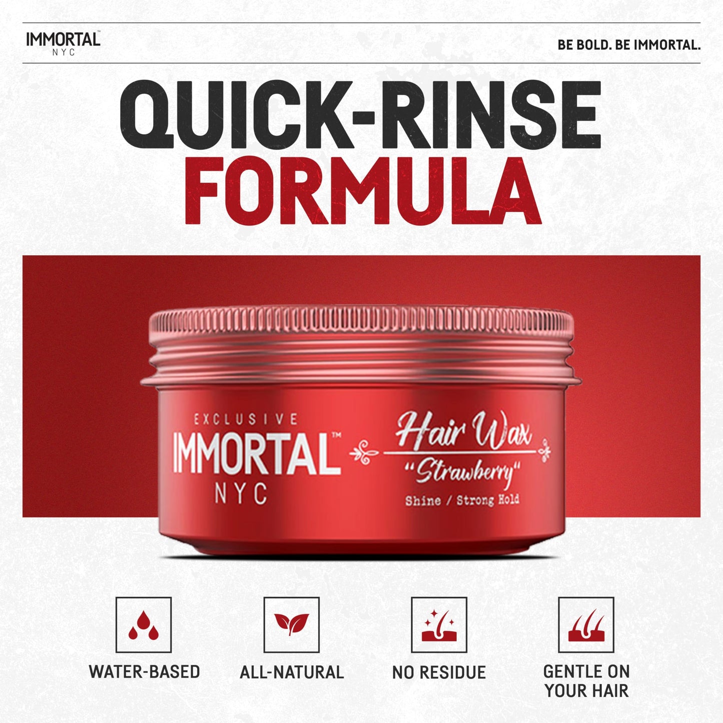 Immortal NYC Strawberry Hair Wax — 8/9 Hold, Maximum Shine | Water-Based, No Residue
