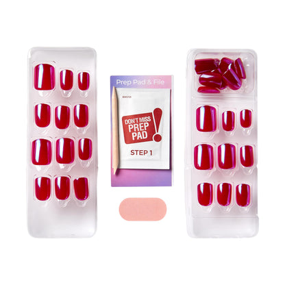 imPRESS No Glue Mani Color FX This City – Dark Red, Short Squoval Nails Kit
