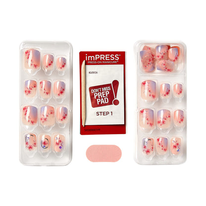 KISS imPRESS x LoveShackFancy Limited Edition: Sunkissed Peach Short Square Nails with Prep Pad & Tools
