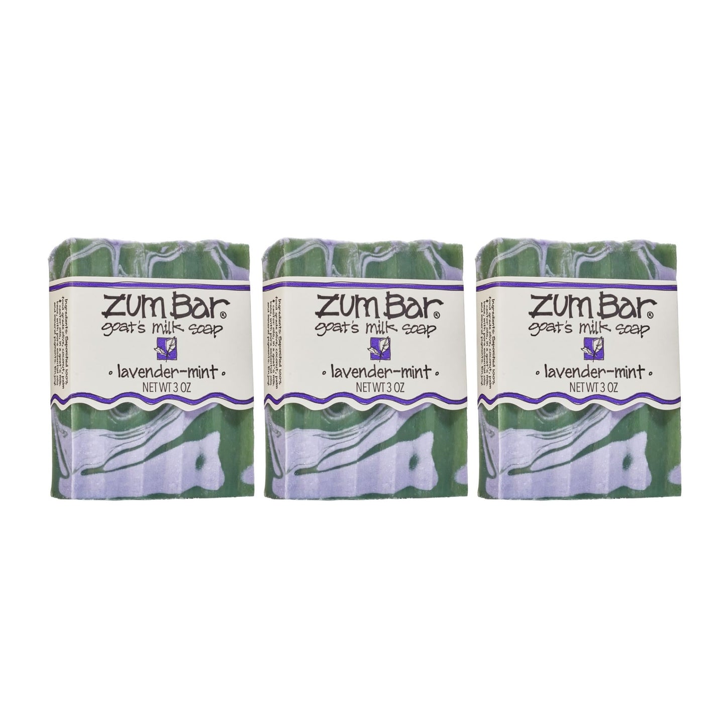 Indigo Wild Zum Goat's Milk Soap Bar – Lavender-Mint, 3 oz (3 Pack) | Hand & Body Soap with Essential Oils