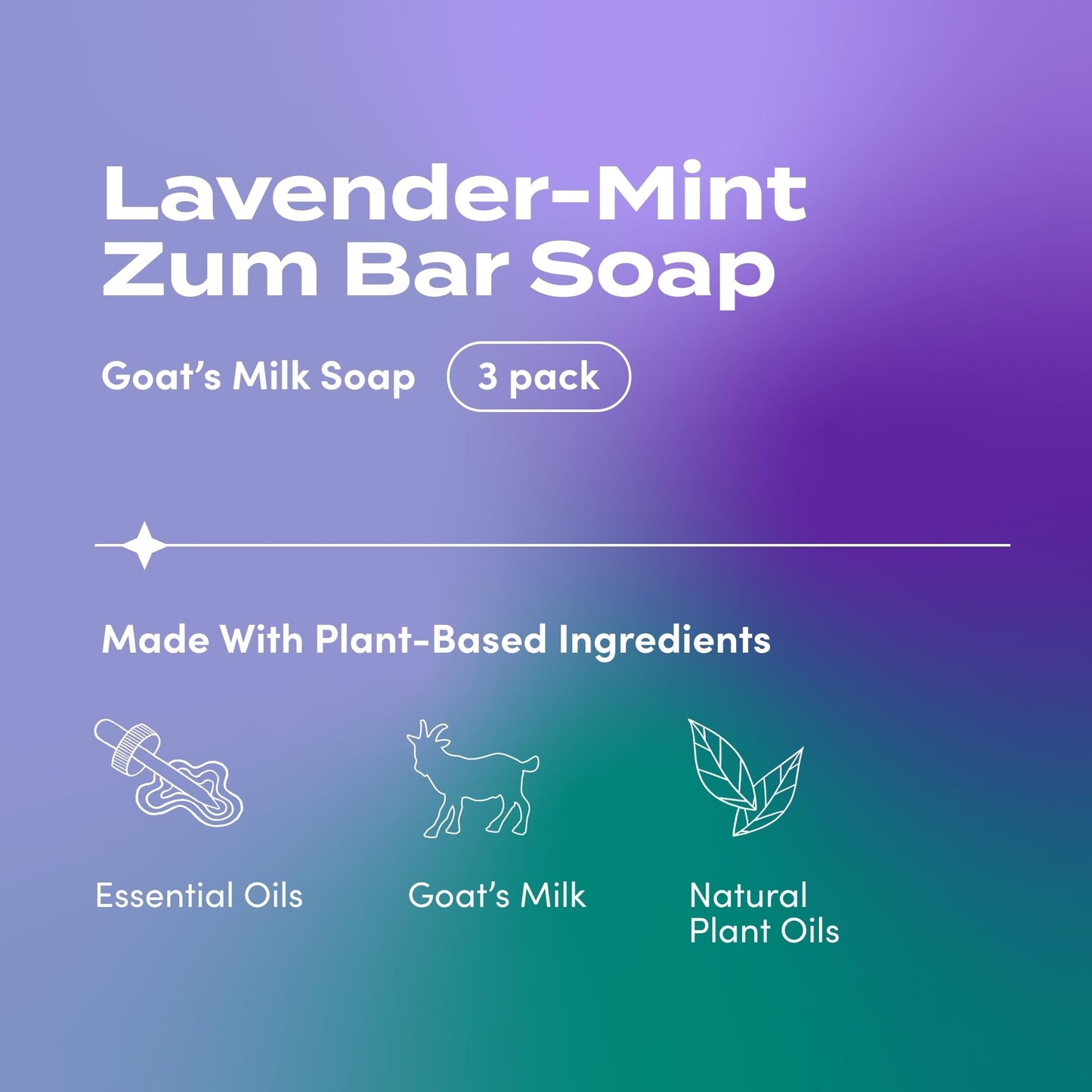 Indigo Wild Zum Goat's Milk Soap Bar – Lavender-Mint, 3 oz (3 Pack) | Hand & Body Soap with Essential Oils