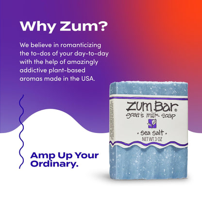 Indigo Wild Zum Goat Milk Soap Bar – Sea Salt, 3 oz, 3-Pack | Hand & Body Cleanser with Essential Oils