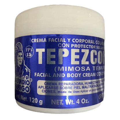 Indio Papago Tepezcohuite Skin Cream SPF-15 | Collagen & Vitamin E, 120g