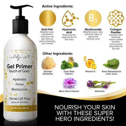 IndulgeMe Conductive Gel – Facial Hydrating Primer with Hyaluronic Acid, Collagen Peptide, Niacinamide & Gold Foil