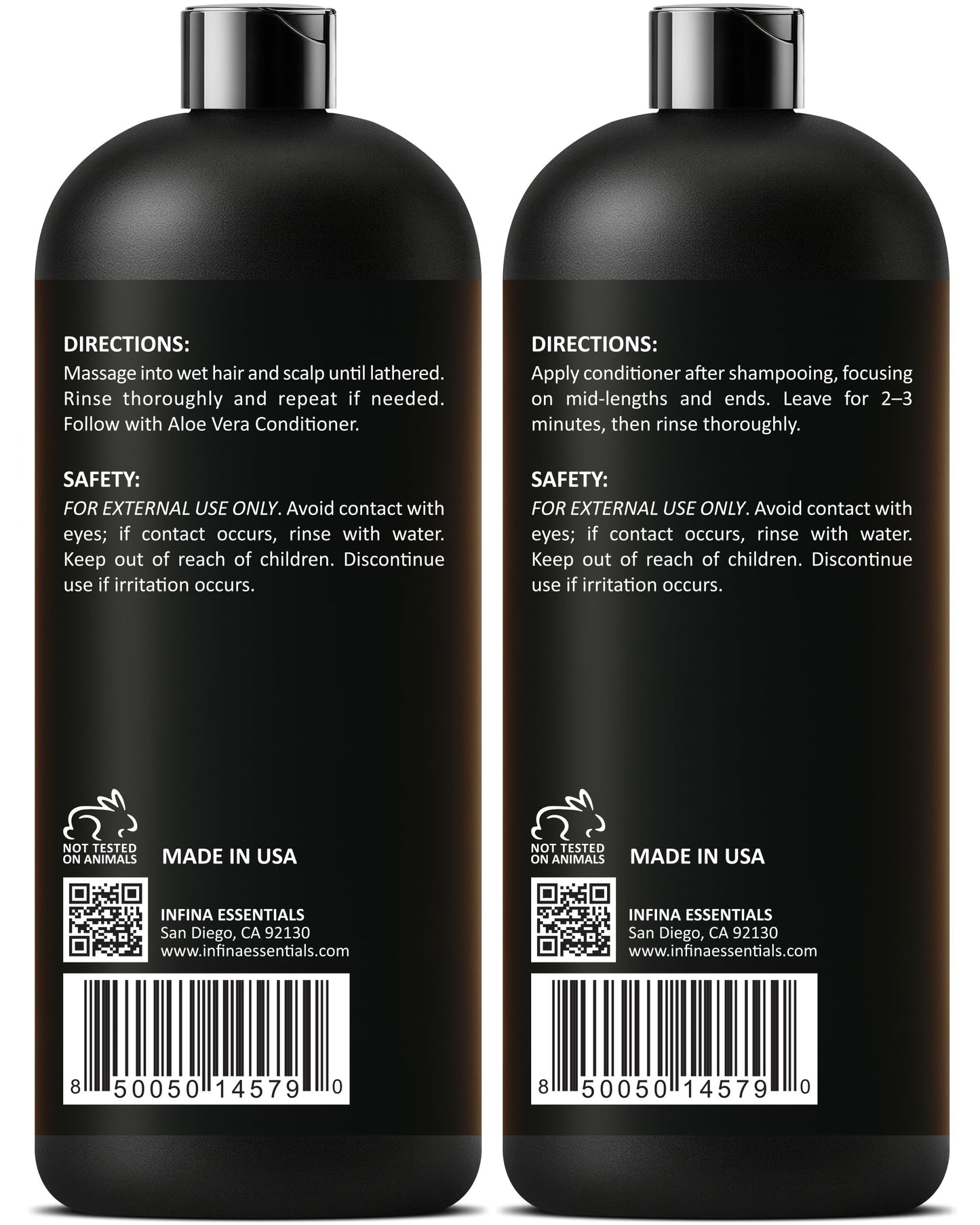 INFINA ESSENTIALS Aloe Vera Shampoo & Conditioner Set – Hydrating, Soothing Hair Care with Batana Oil | 16 fl oz Each