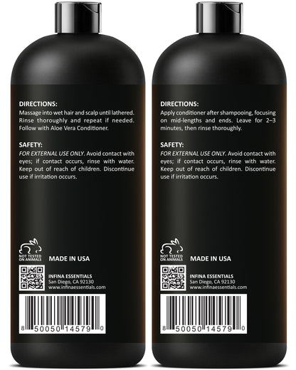 INFINA ESSENTIALS Aloe Vera Shampoo & Conditioner Set – Hydrating, Soothing Hair Care with Batana Oil | 16 fl oz Each