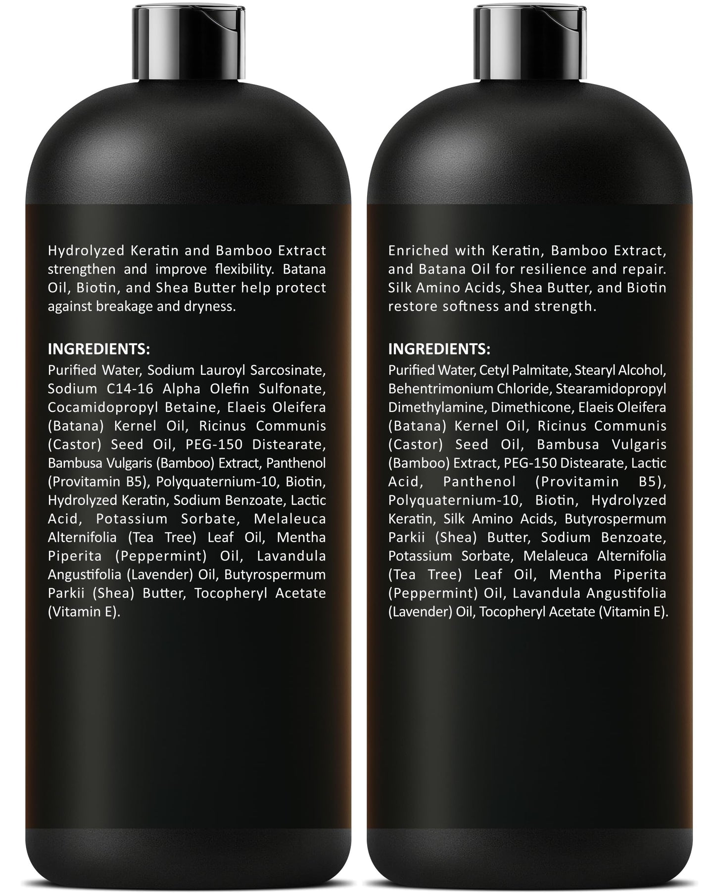 INFINA ESSENTIALS Keratin Shampoo & Conditioner Set – 16 fl oz Each | Batana Oil & Bamboo Extract