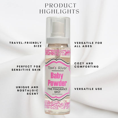 Infinix Baby Powder Scent Fragrance Mist – Unisex 2 oz, Clear Bottle