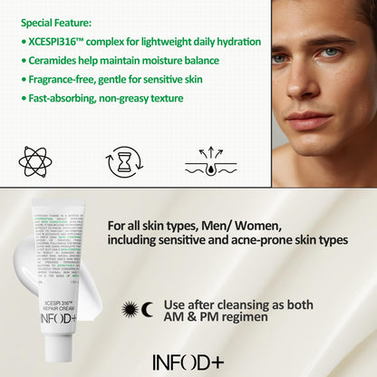 INFODPLUS Korean Skin Care Sensitive Face Cream – Lightweight Ceramides & Panthenol Moisturizer (50ml)