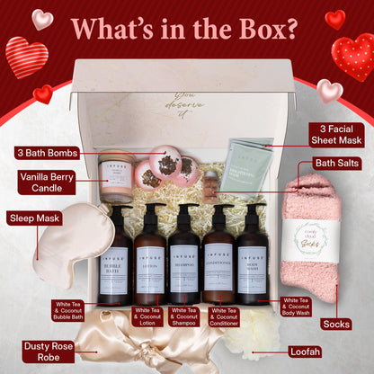 INFUSÉ 17-Piece Luxury Gift Set with Robe – White Tea & Coconut Bath Collection