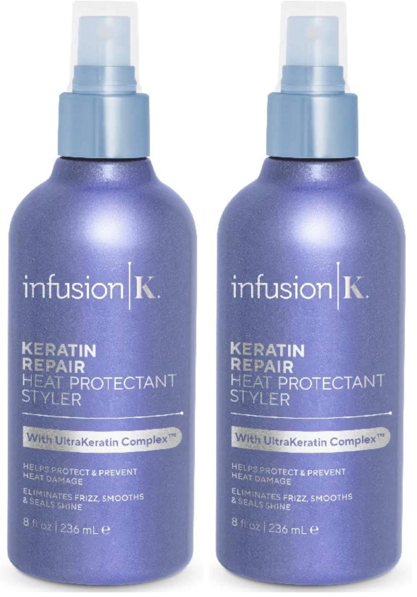 Infusion K Heat Protectant Styler with UltraKeratin Complex – Color Safe, USA Made (8 oz) Pack of 2