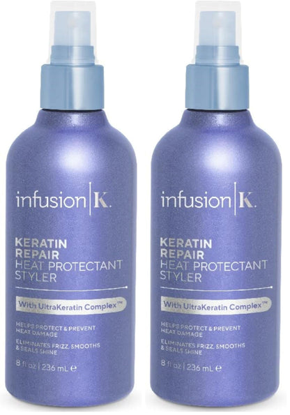 Infusion K Heat Protectant Styler with UltraKeratin Complex – Color Safe, USA Made (8 oz) Pack of 2