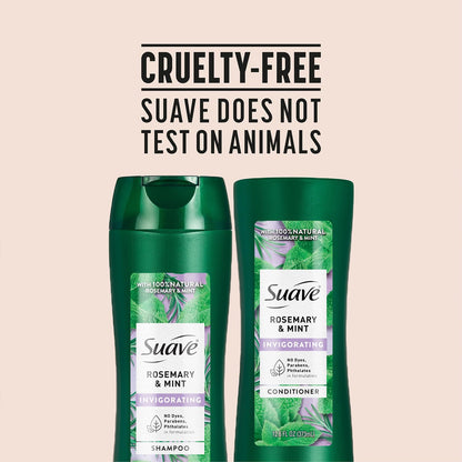Suave Shampoo and Conditioner, Rosemary & Mint – Invigorating Formula with 100% Natural Essential Oils, 12.6 Oz Ea