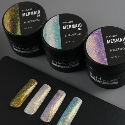 IN.HYPE Hard Builder Gel - Nail Overlays & Extensions with Mermaid Chameleon Sparkle