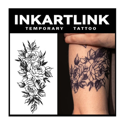 INKARTLINK 2 Sheets Extra Large Semi-Permanent Tattoos – Blooming Cascade, Waterproof & Realistic