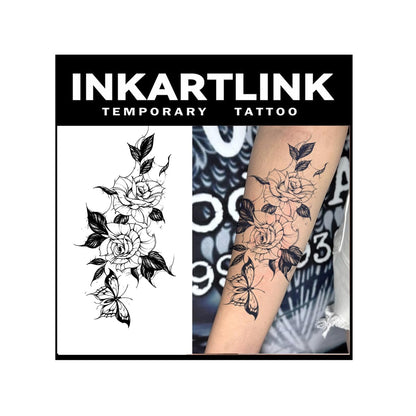 INKARTLINK Tattoo Tech Flower Design — Semi-Permanent Tattoos, Waterproof, Realistic, 1-2 Weeks