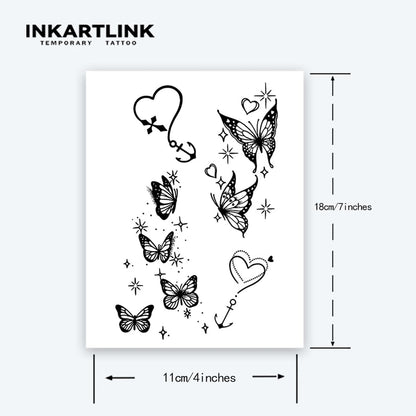 INKARTLINK 2 Sheets Extra Large Semi-Permanent Tattoos Butterfly Dreams