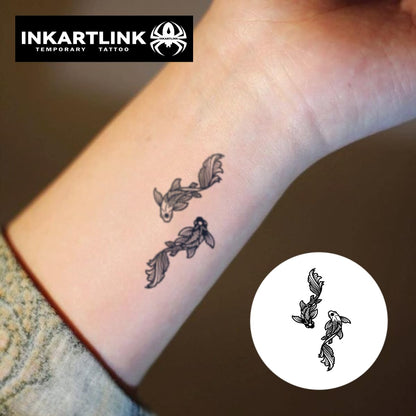INKARTLINK Semi-Permanent Tattoos – Goldfish Trio, Realistic, Waterproof, Lasts 7–14 Days