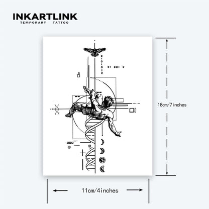 INKARTLINK Tattoo Tech – 2 Sheets Extra-Large Semi-Permanent Tattoos, Realistic Look, Waterproof