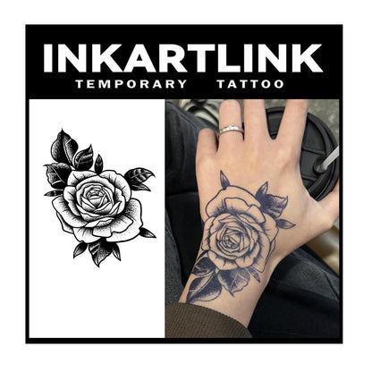 INKARTLINK Tattoo Tech – Large Semi-Permanent Flower Design Tattoos (1–2 Weeks, Waterproof)