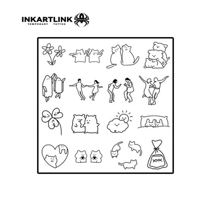 INKARTLINK Semi-Permanent Tattoos – Simple Line 7, Waterproof & Realistic