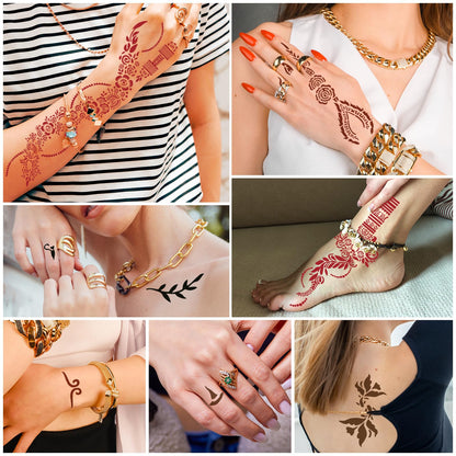 InkForge Temporary Stencil Tattoos Kit – 6 Cones, 4 Colors, Gloves & Brush