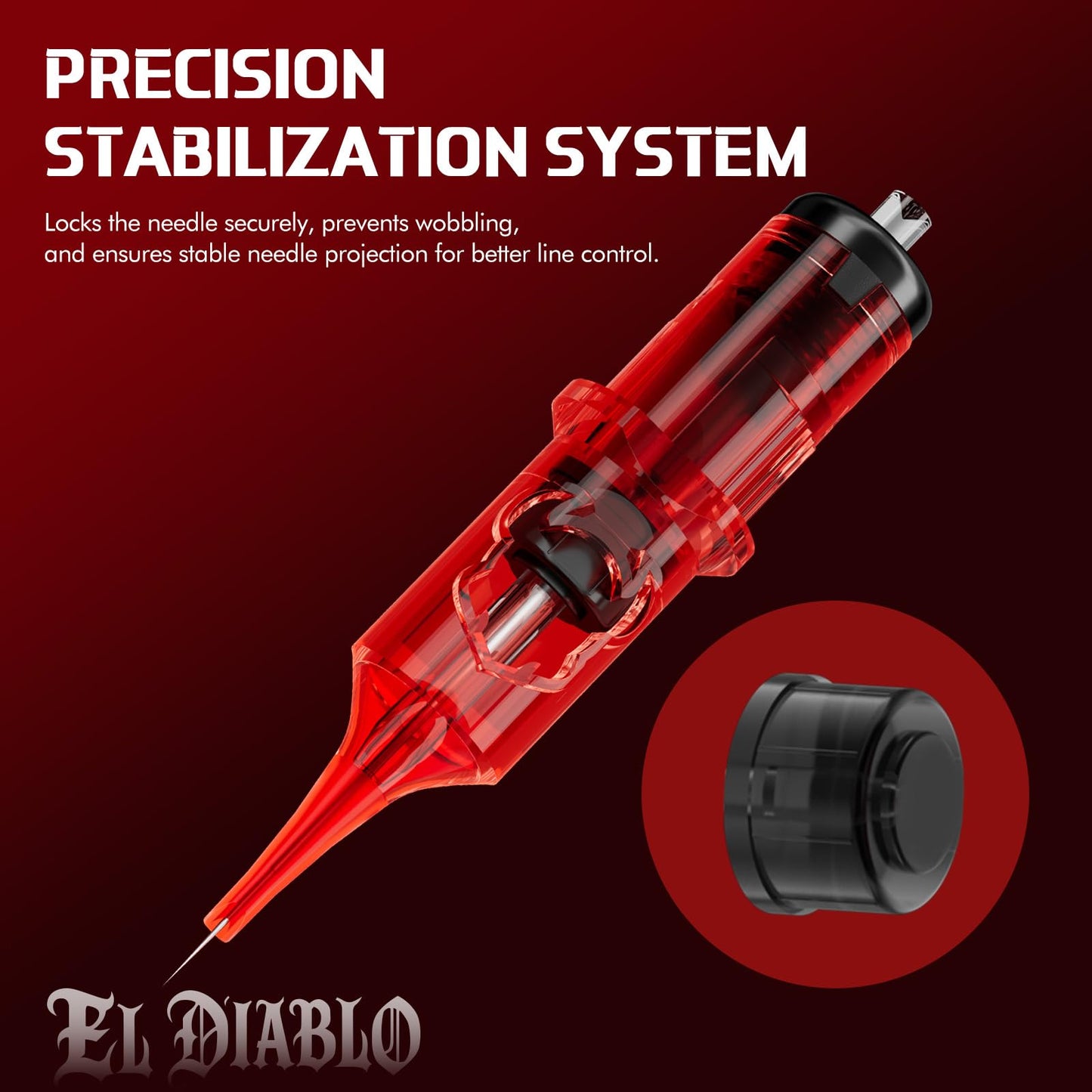 INKin 7RL EL Diablo Tattoo Cartridges – 12 Round Liner 0.35mm, 13mm Extended Tip, Silicone Grip