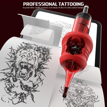 INKin EL Diablo 1205RS Tattoo Cartridges – 0.35mm Round Shader #12, 13mm Extended Tip