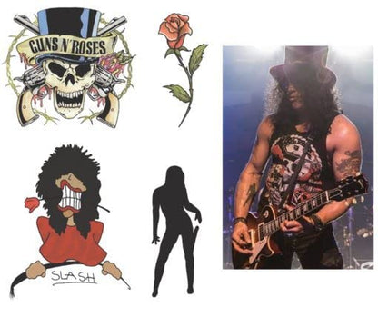 InkWear Slash Guitarist Temporary Tattoos – Realistic Transfer Tattoos for Costumes